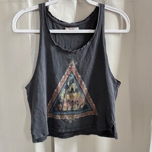 Pull Bear Womens Crop Tank Top Graphic Small Not All Who Wonder Are Lost  19442